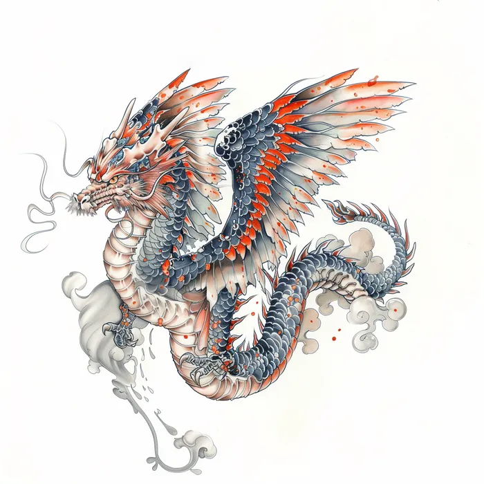 Irezumi Art, Dragon: Traditional Japanese Tattoo Midjourney Prompt ...