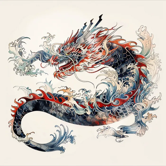 Irezumi Art, Dragon: Traditional Japanese Tattoo Midjourney Prompt ...