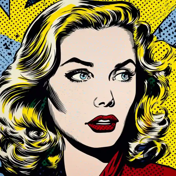 Portrait of a celebrity in the style of Roy Lichtenstein's pop art ...