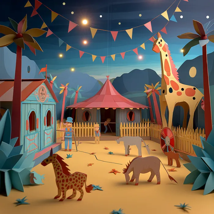 Paper Craft Art : Book Backgrounds (Circus) Midjourney Prompt ...