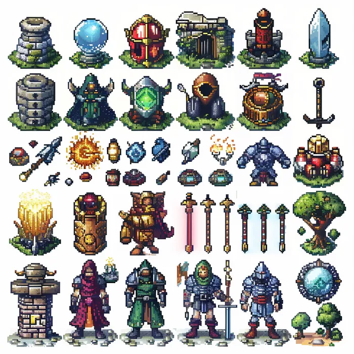 Ultimate 8-Bit Pixel Art Spritesheet Midjourney Prompt - promptsideas.com