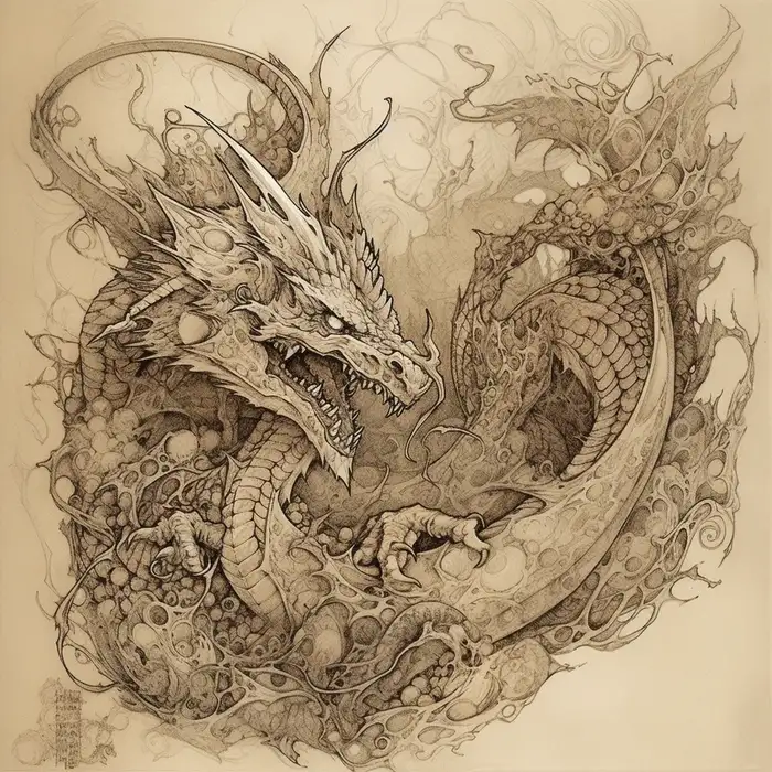 Dragon tattoo sketch Midjourney Prompt - promptsideas.com