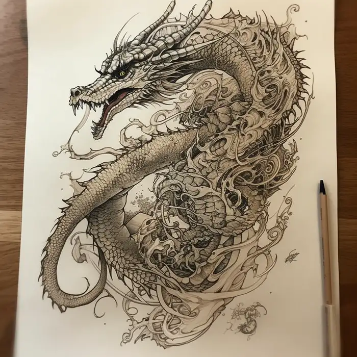 Ink Dragon Line Drawings Stable Diffusion prompt - Midjourney