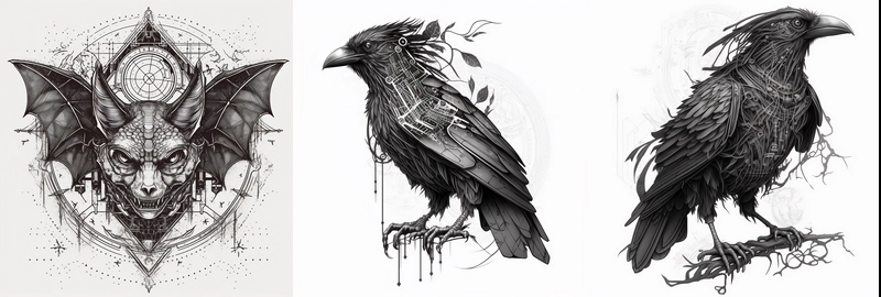 raven sketch tattoo