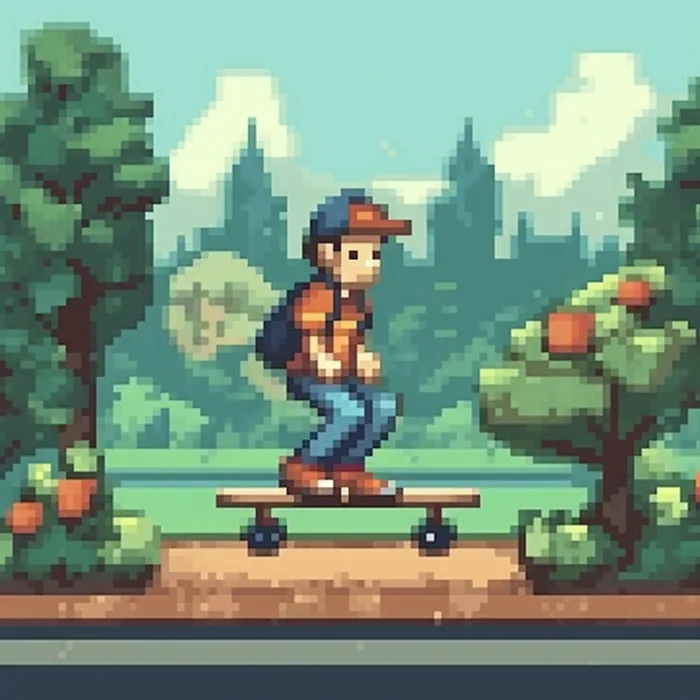 Guy walking, pixel art Midjourney Prompt - promptsideas.com