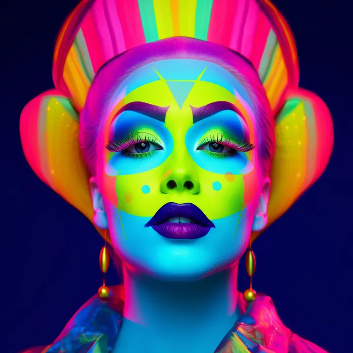 Psychedelic portrait in neon colors Midjourney Prompt - promptsideas.com