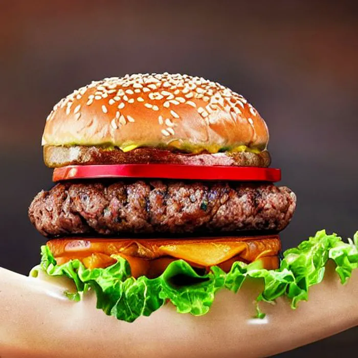 A digital rendering of a burger Stable Diffusion Prompt