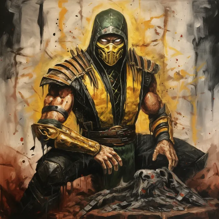 Mortal Kombat 1 retro-poster Midjourney Prompt - promptsideas.com