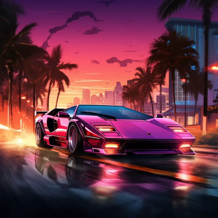 Synthwave Cars Midjourney Prompt - promptsideas.com