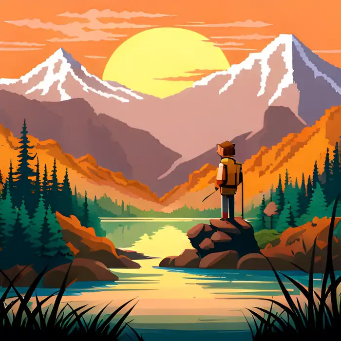 Pixel art wilderness scene Stable Diffusion Prompt - promptsideas.com