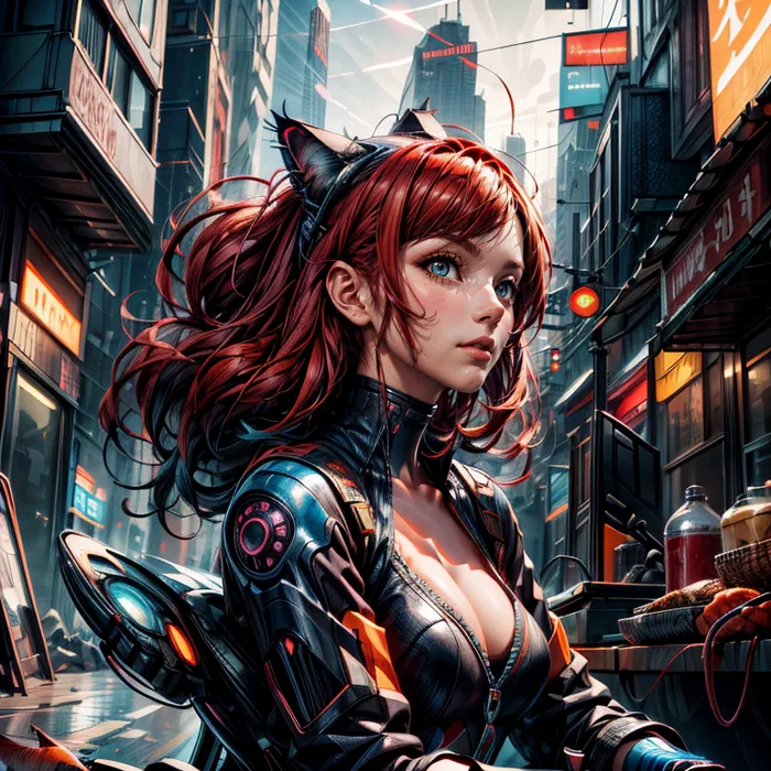 Cyberpunk cat girls! Generated in Stable Diffusion using Loopback