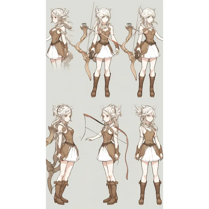 Anime 2d character model sheet game assets