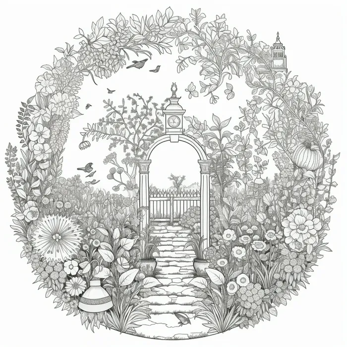 magical garden drawing