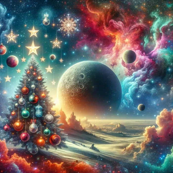 Cosmic Noel: A Journey Through the Festive Galaxy Dalle Prompt - promptsideas.com