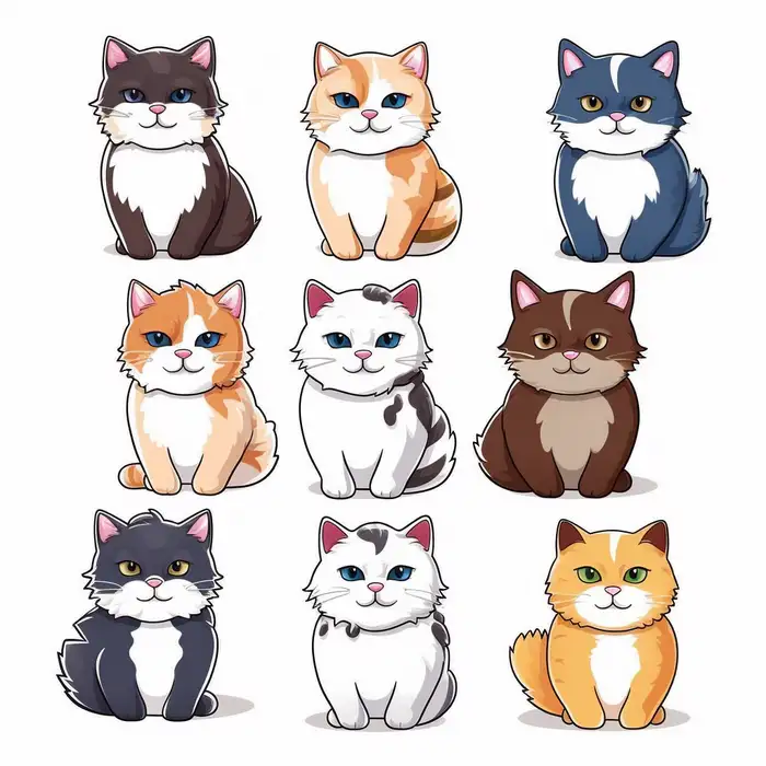 Funny Cat Sticker Set Midjourney Prompt - promptsideas.com