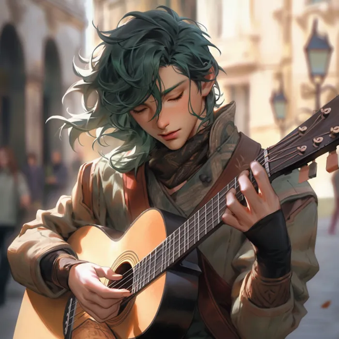 AI Midjourney Prompt for Anime character with Musical Instrument
