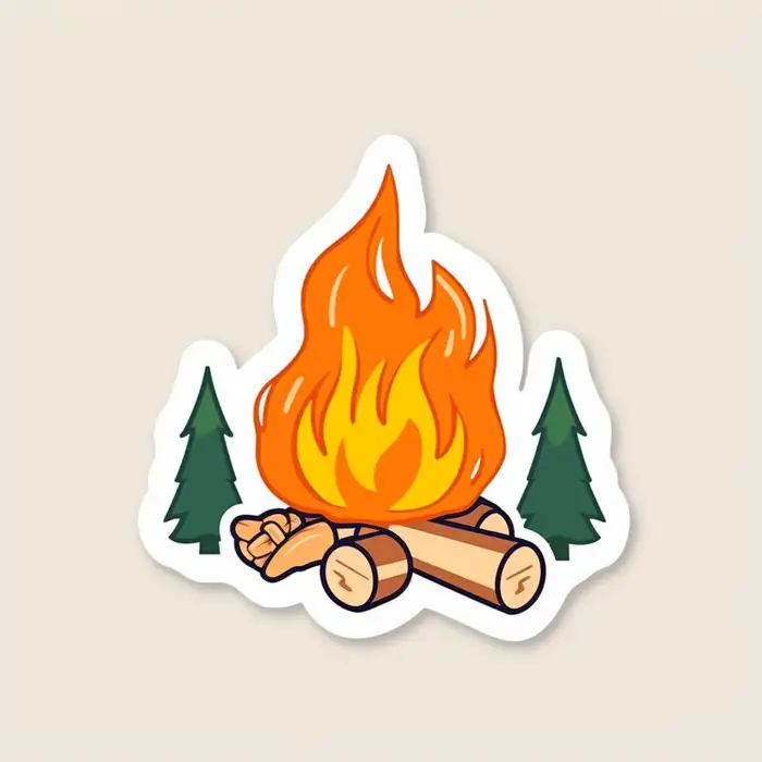 Simple Campfire Sticker Midjourney Prompt - promptsideas.com