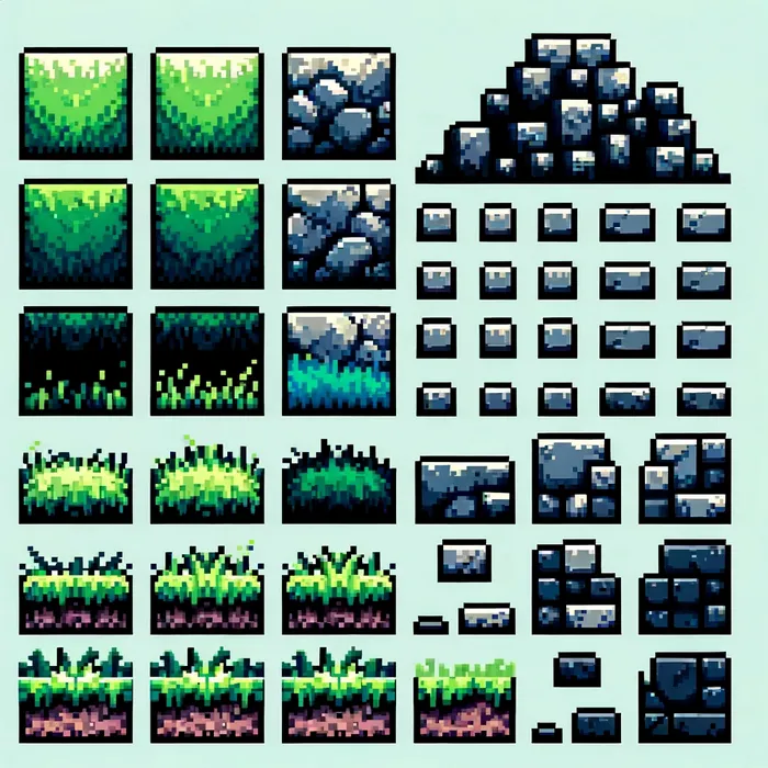 Pixelart Tileset - Game Assets Dalle Prompt - promptsideas.com