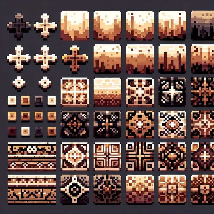 Pixelart Tileset - Game Assets Dalle Prompt - promptsideas.com