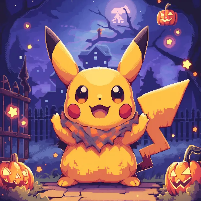 Pokemon Halloween Pixel Art Midjourney Prompt - promptsideas.com