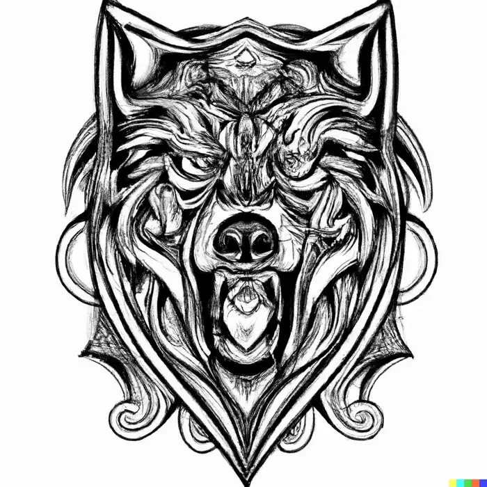 Fierce Guardian: Detailed Line Art Tattoo Dalle Prompt - promptsideas.com