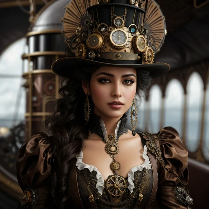 Realistic Steampunk Fashion Ladies Leonardo Prompt promptsideas